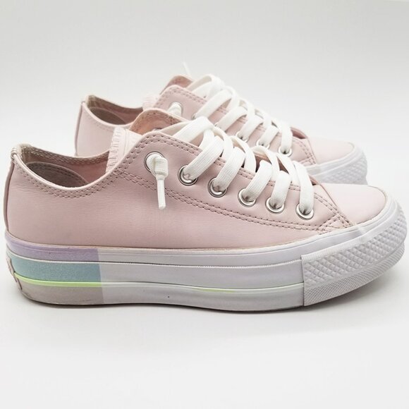 Converse Chuck Taylor All Star Lift Low Rainbow Platform Sneaker Pastel Pink 6 - Picture 11 of 16
